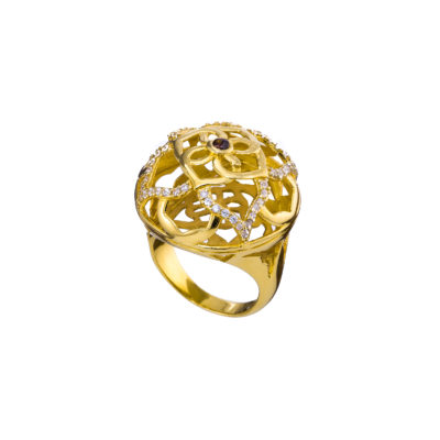 δαχτυλίδι από ασήμι 925 mandala flower με ζιργκόν Εμπνευσμένη από τη μάνταλα η οποία είναι σανσκριτική λέξη